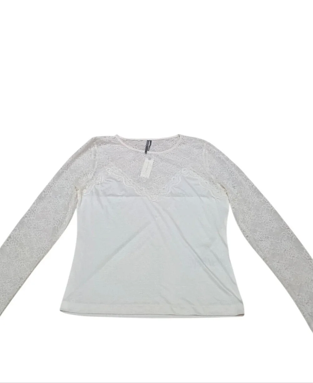 NWT Anthropologie Long Sleeve Ivory Lace Shirt